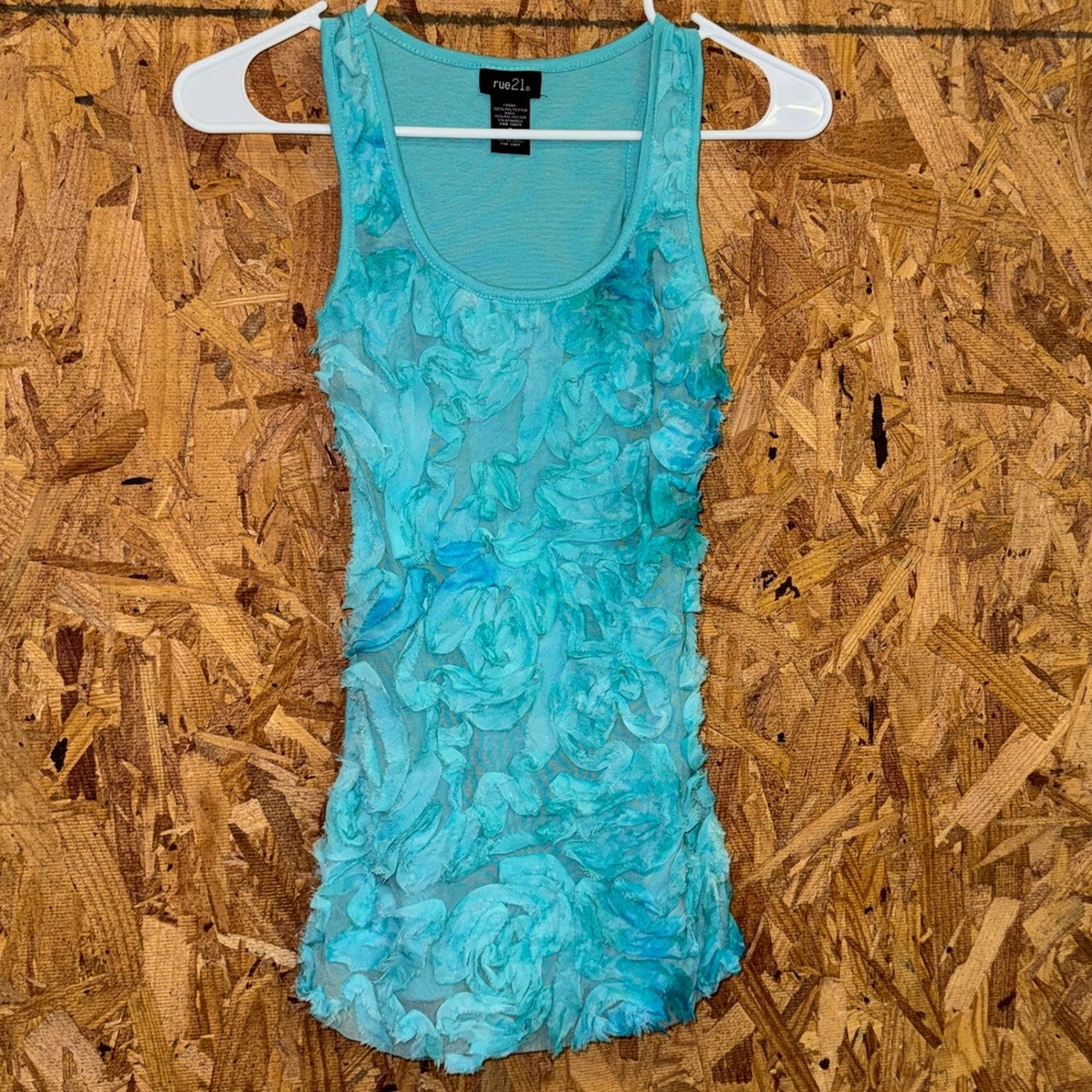 Y2K Textured Floral Tank Top Summer Feminine Party Chic Preppy Colorful Small